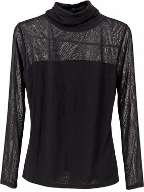 NM Neiman Marcus Black Sheer Sleeve Cowl Neck Top | M